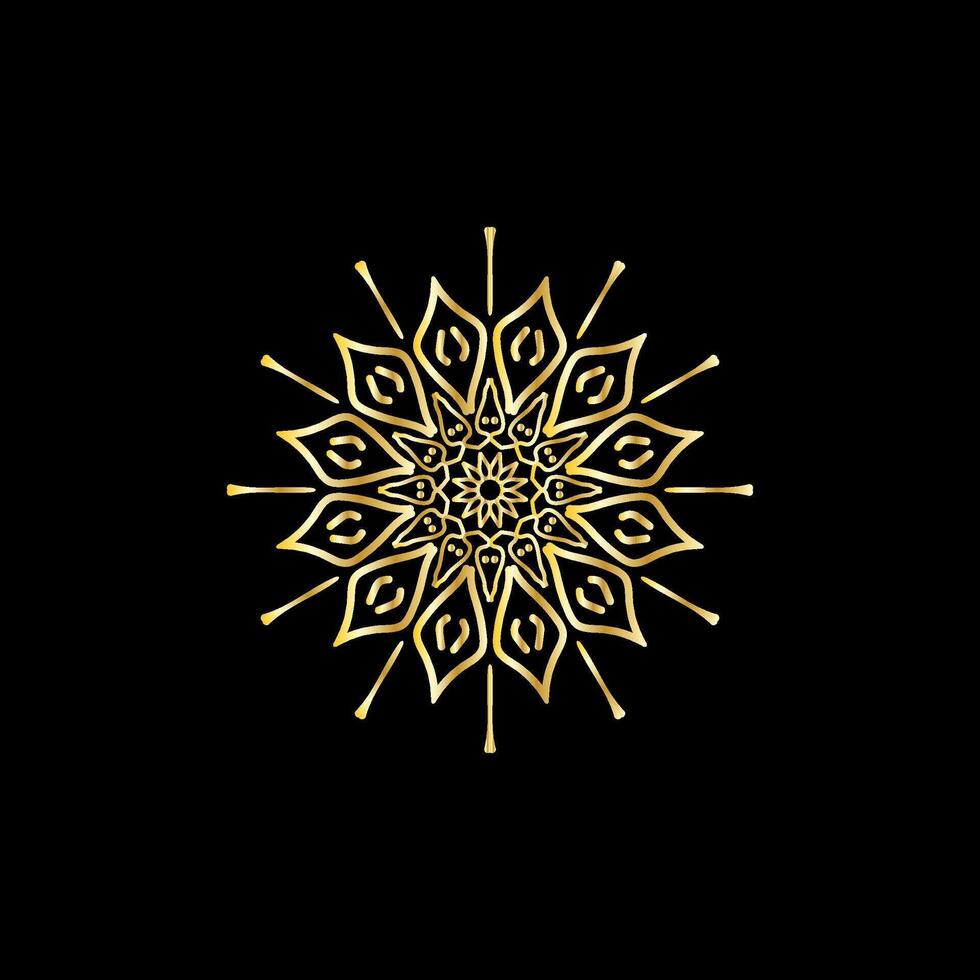 mandala. goud decoratief element. afbeelding voor kleuren. abstract circulaire ornament met gestileerde bladeren vector