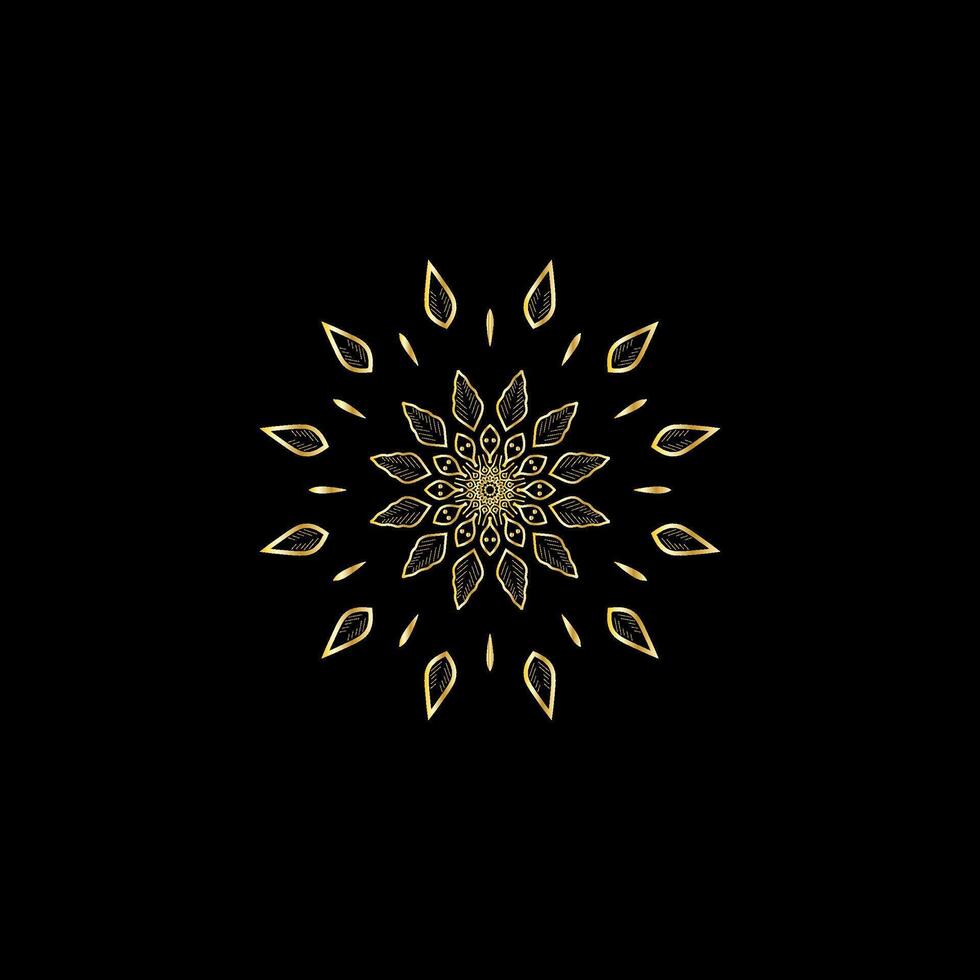 mandala. goud decoratief element. afbeelding voor kleuren. abstract circulaire ornament met gestileerde bladeren vector