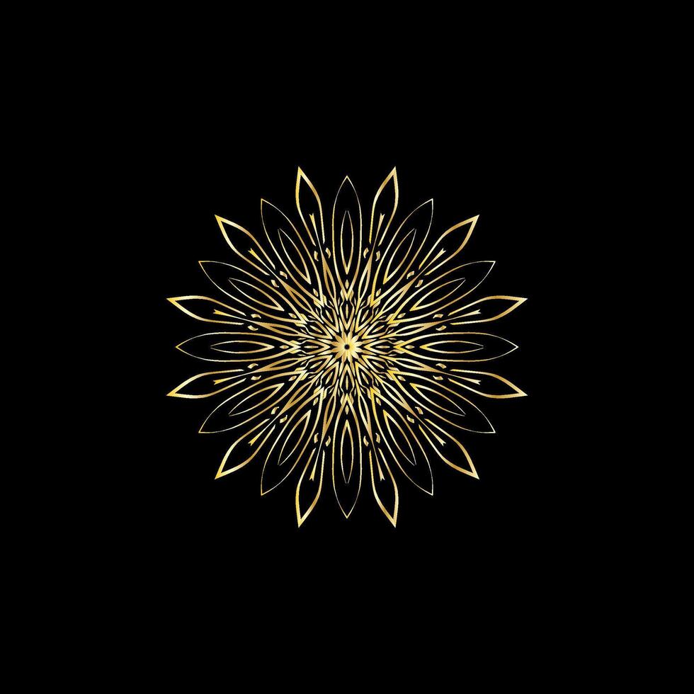 mandala. goud decoratief element. afbeelding voor kleuren. abstract circulaire ornament met gestileerde bladeren vector