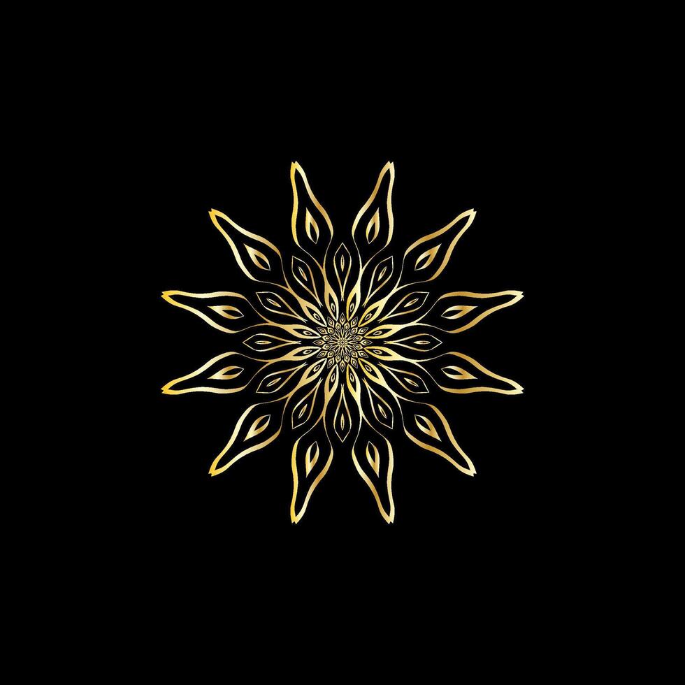 mandala. goud decoratief element. afbeelding voor kleuren. abstract circulaire ornament met gestileerde bladeren vector