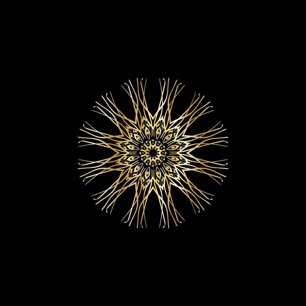 mandala. goud decoratief element. afbeelding voor kleuren. abstract circulaire ornament met gestileerde bladeren vector