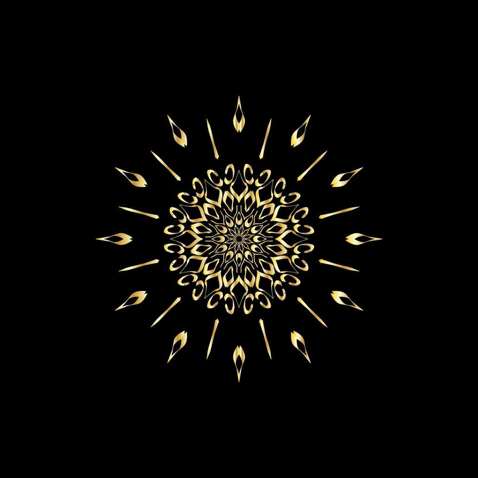 mandala. goud decoratief element. afbeelding voor kleuren. abstract circulaire ornament met gestileerde bladeren vector