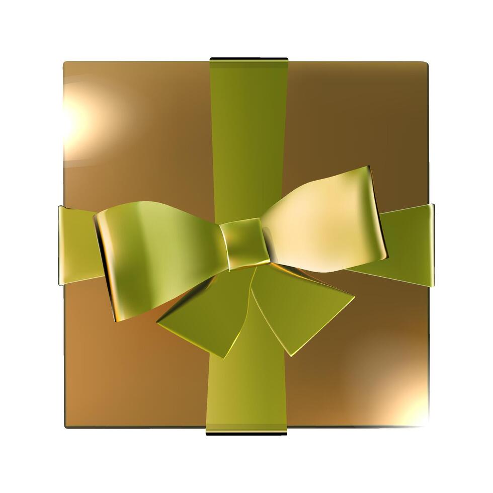 3d realistisch gouden geschenk doos top visie vector