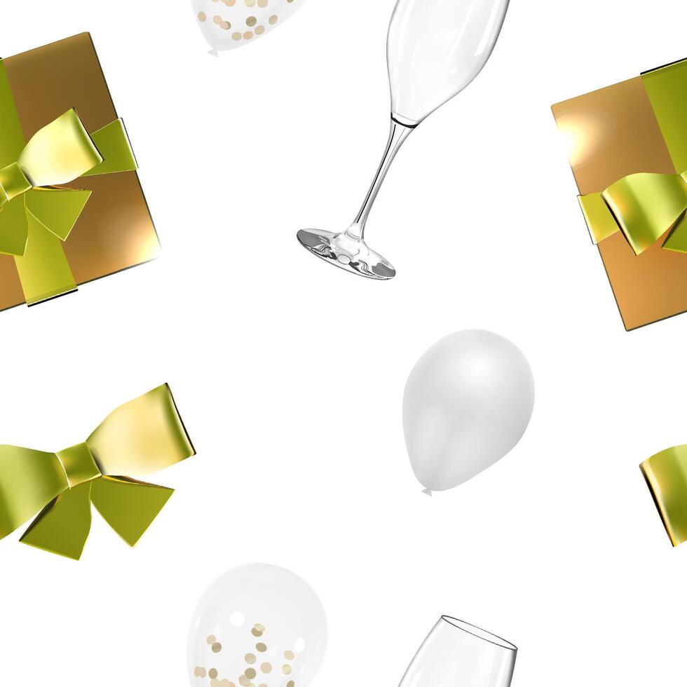 3d realistisch gouden geschenk doos naadloos patroon ontwerp viering vector
