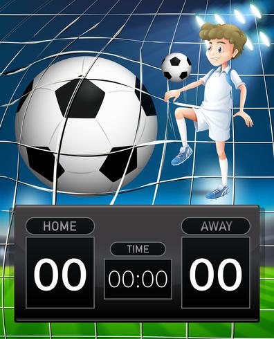 Voetbalspeler met scorebord concept vector