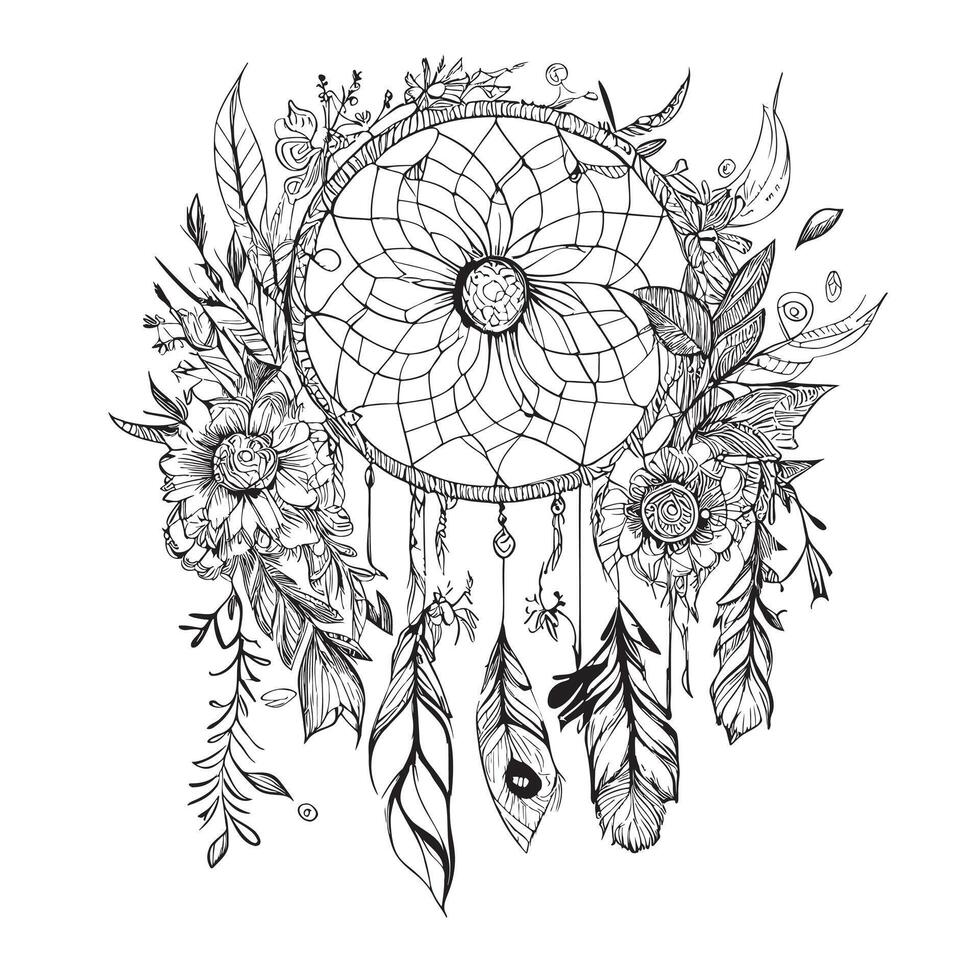 boho droom vanger schetsen hand- getrokken in tekening stijl illustratie vector