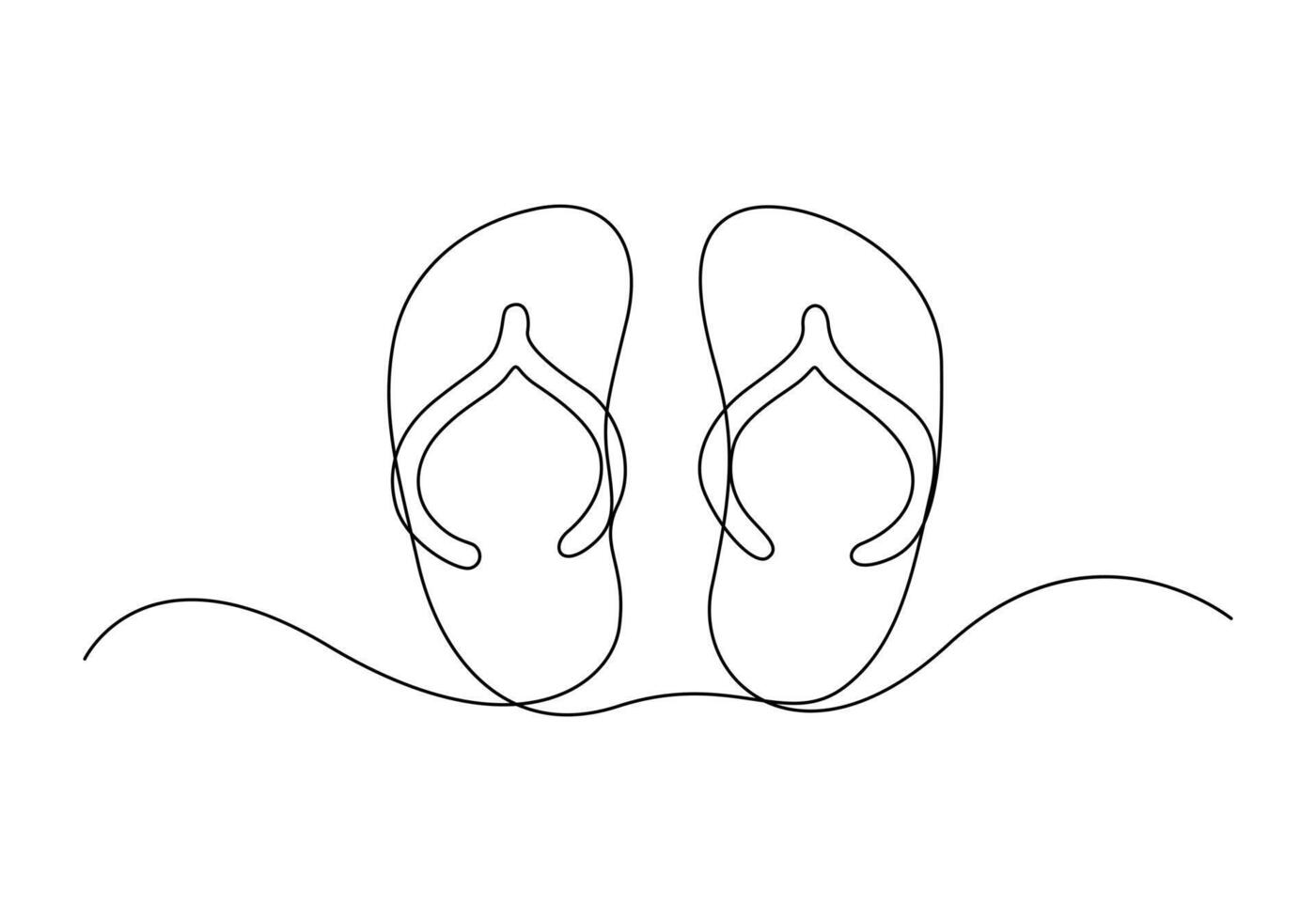 doorlopend een lijn tekening van zomer slippers premie illustratie vector