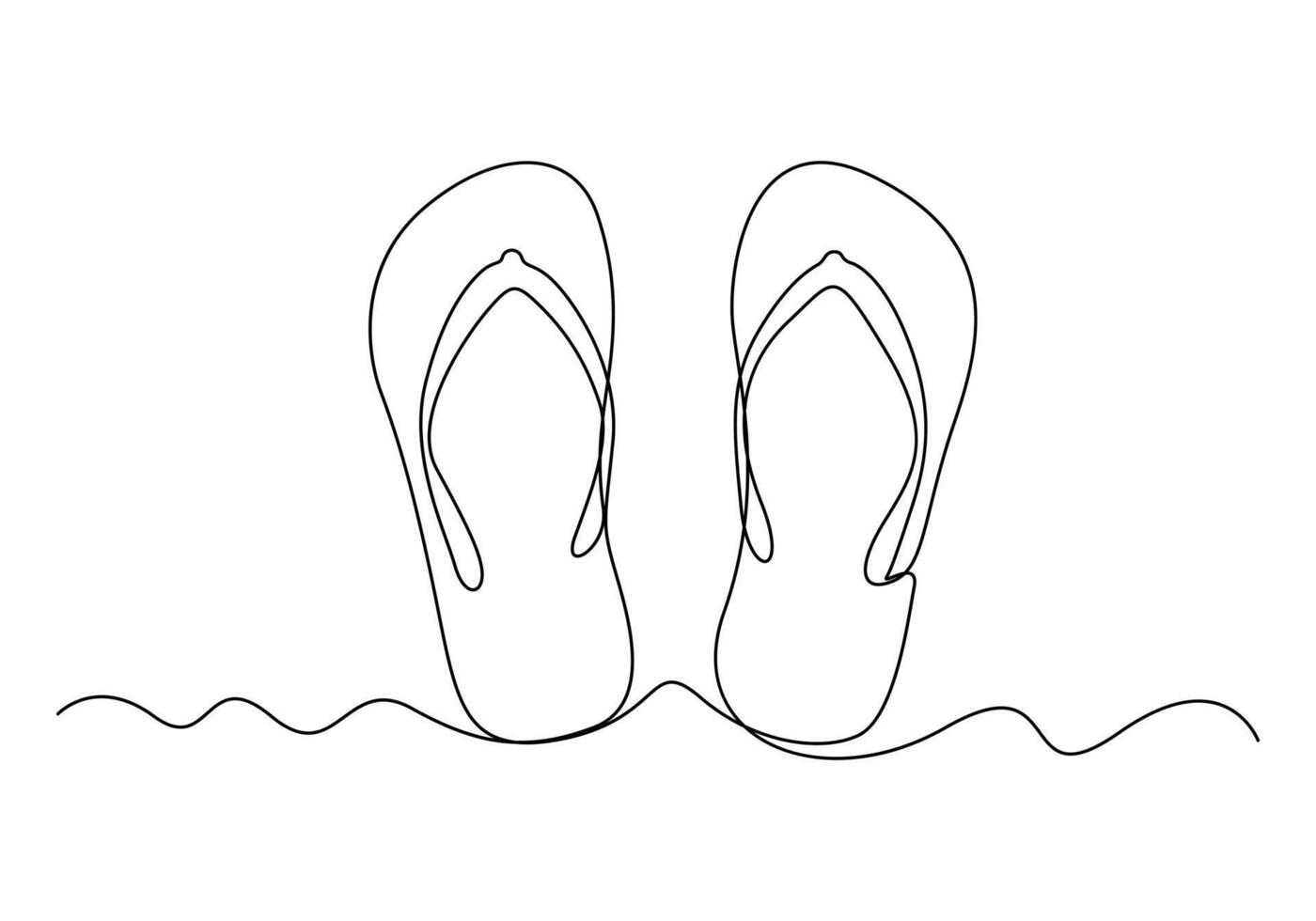 doorlopend een lijn tekening van zomer slippers premie illustratie vector