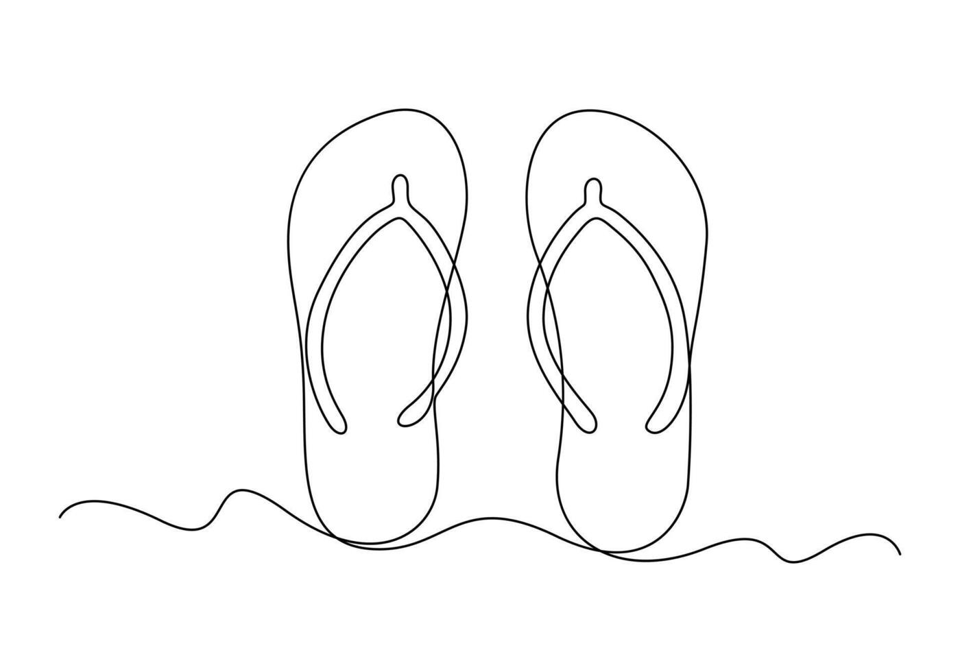 doorlopend een lijn tekening van zomer slippers premie illustratie vector
