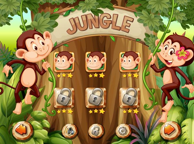 Monkey jungle game sjabloon vector