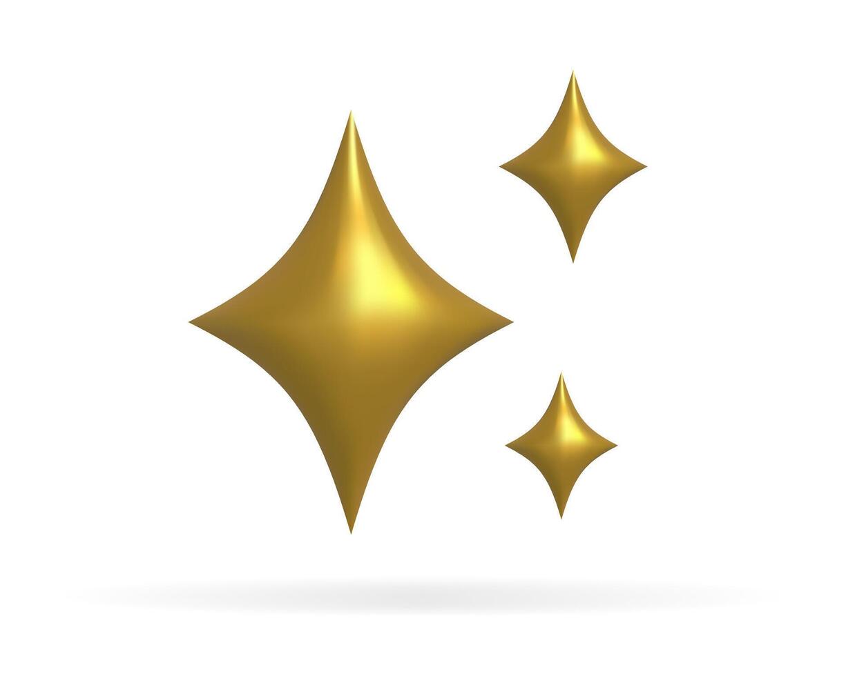 schijnend gouden sterren emoji.3d stijl goud ster icoon, fonkelen sociaal media platform symbool met schaduw Aan transparant achtergrond. illustratie eps 10 vector