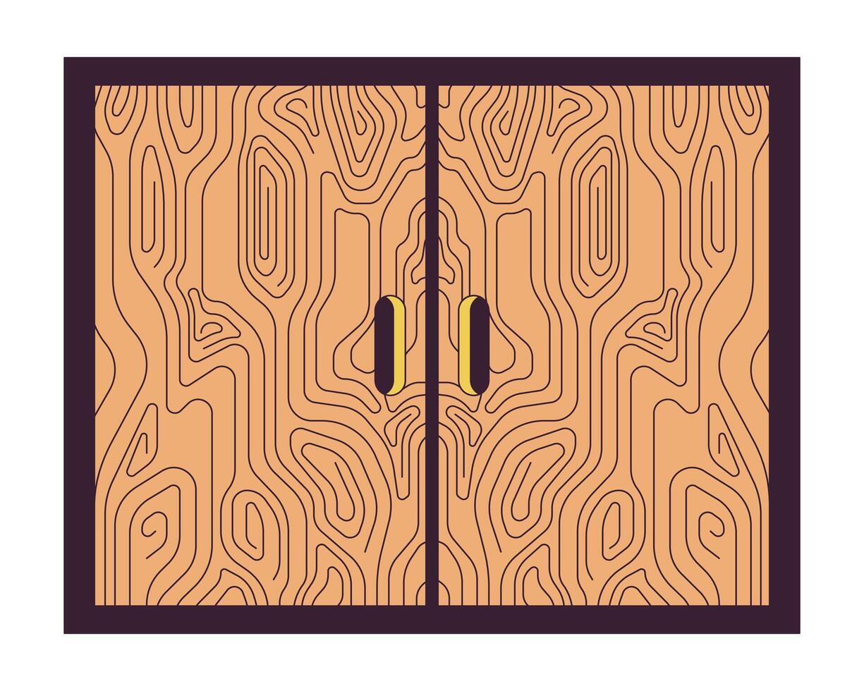 minimalistische kabinet met twee Gesloten deuren 2d lineair tekenfilm voorwerp. houten meubilair voor huis geïsoleerd lijn element wit achtergrond. interieur decor idee kleur vlak plek illustratie vector