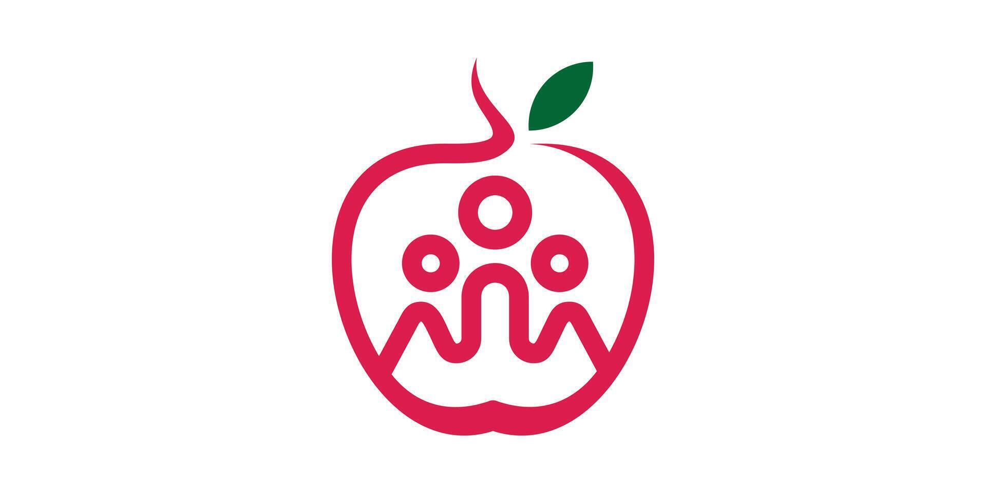 creatief logo ontwerp voor appel en mensen, familie, partner, fruit, vers, logo ontwerp sjabloon icoon, , creatief idee. vector