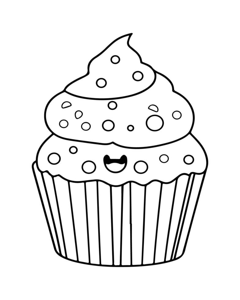 schattig kawaii koekje kleur Pagina's, koekje illustratie, koekje zwart en wit, koekje vlak ontwerp, taart kunst. vector