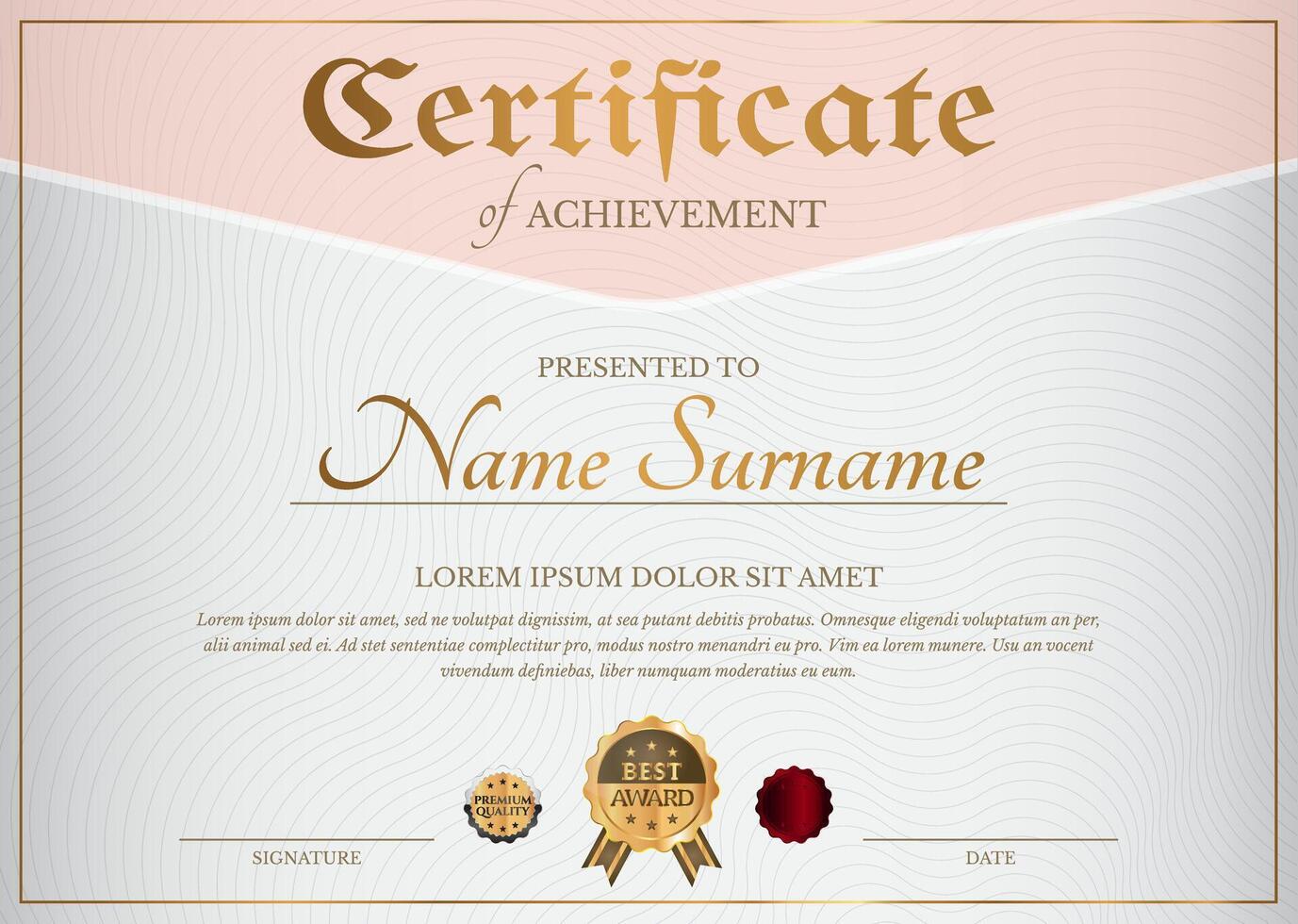vrouwelijk certificaat diploma in roos goud vector