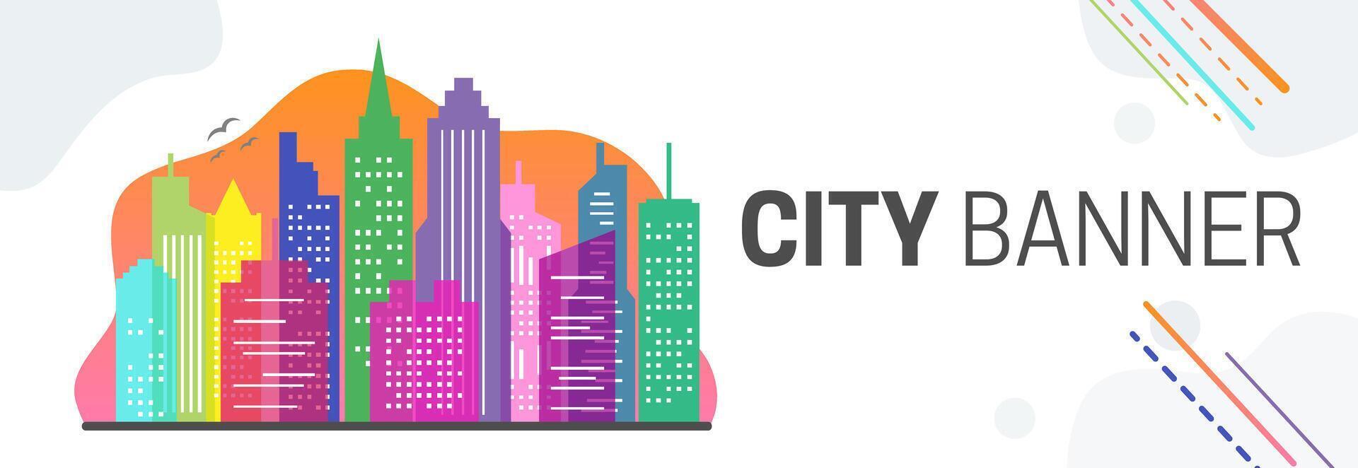 kleurrijk stad website banier illustratie met stadsgezicht vector