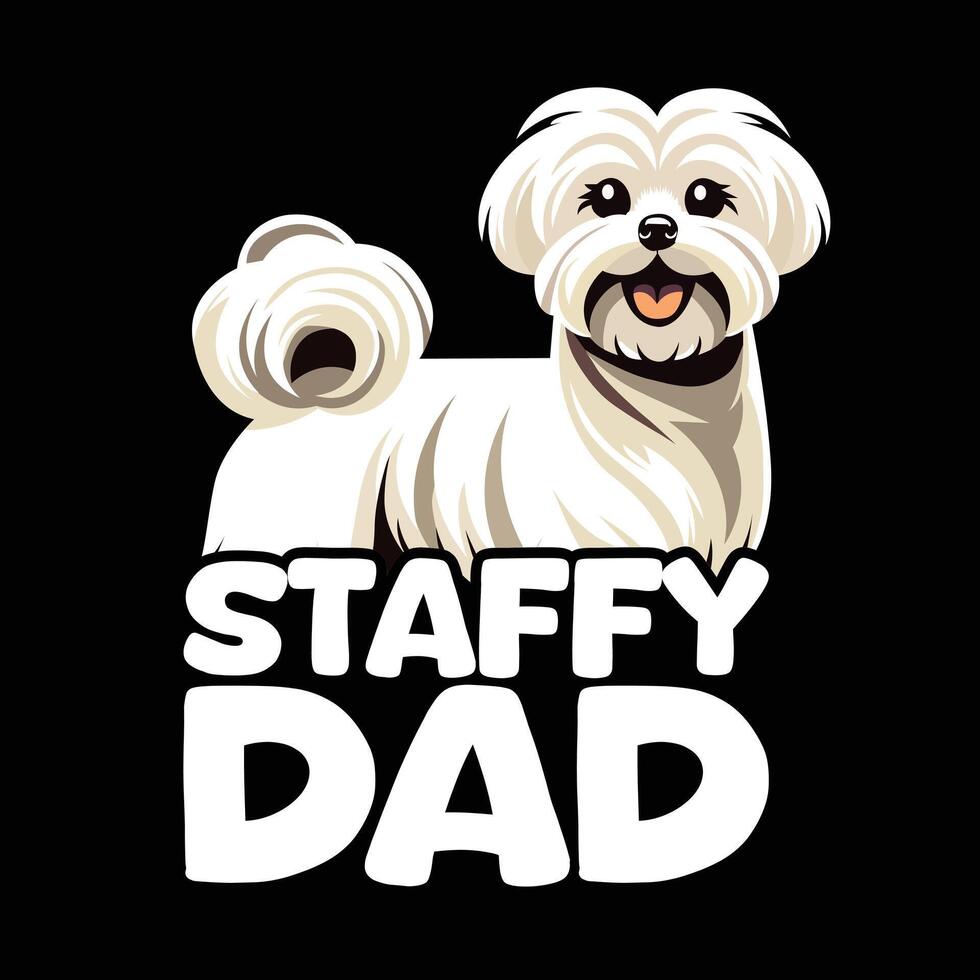 staffy vader met Maltees t-shirt ontwerp vector