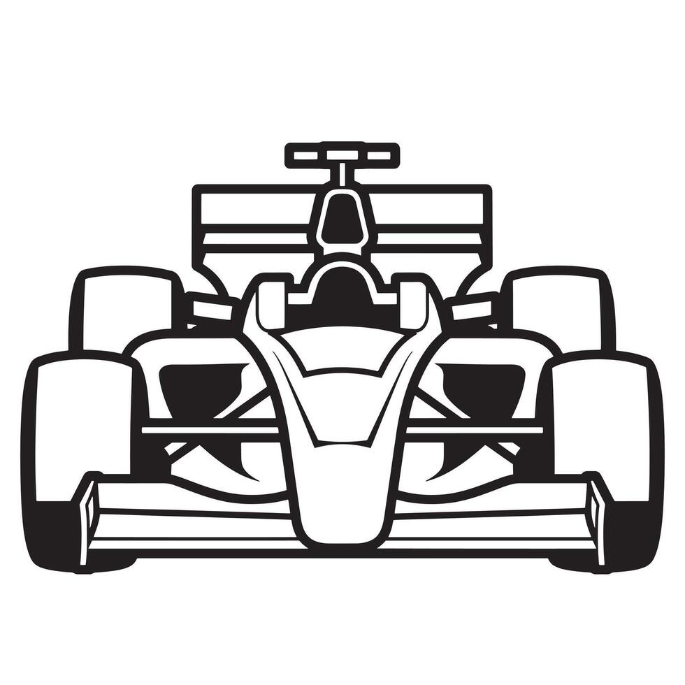 formule racing auto schets illustratie in zwart en wit vector