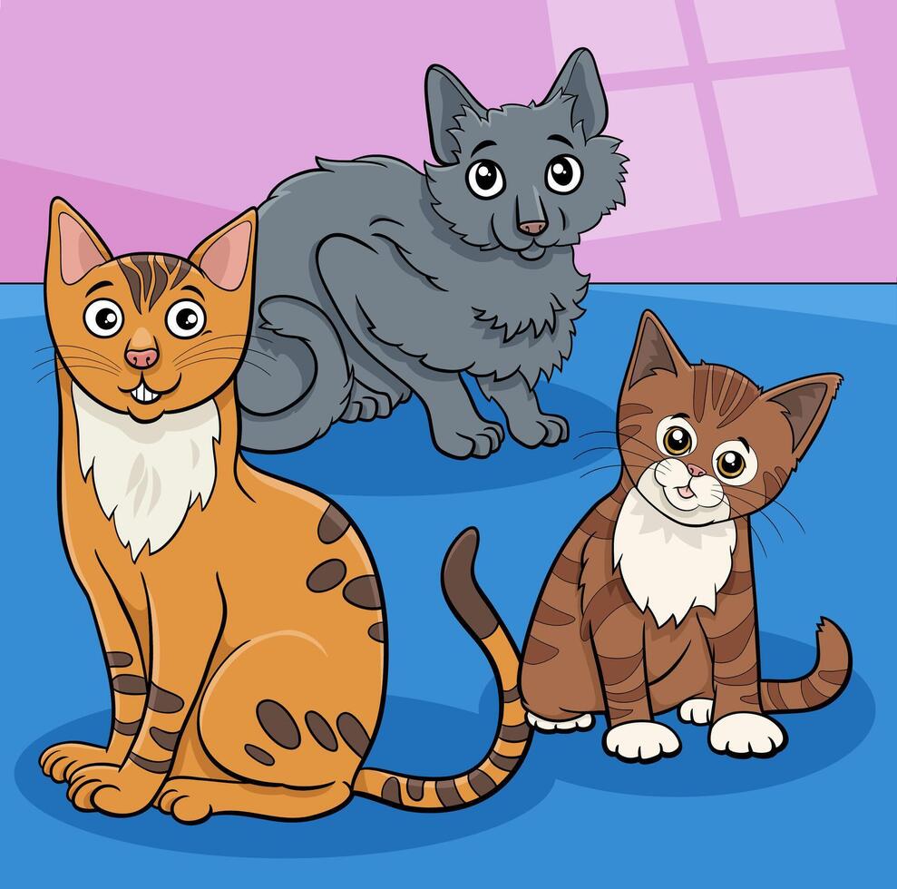 katten dierlijke karakters thuis cartoon afbeelding vector