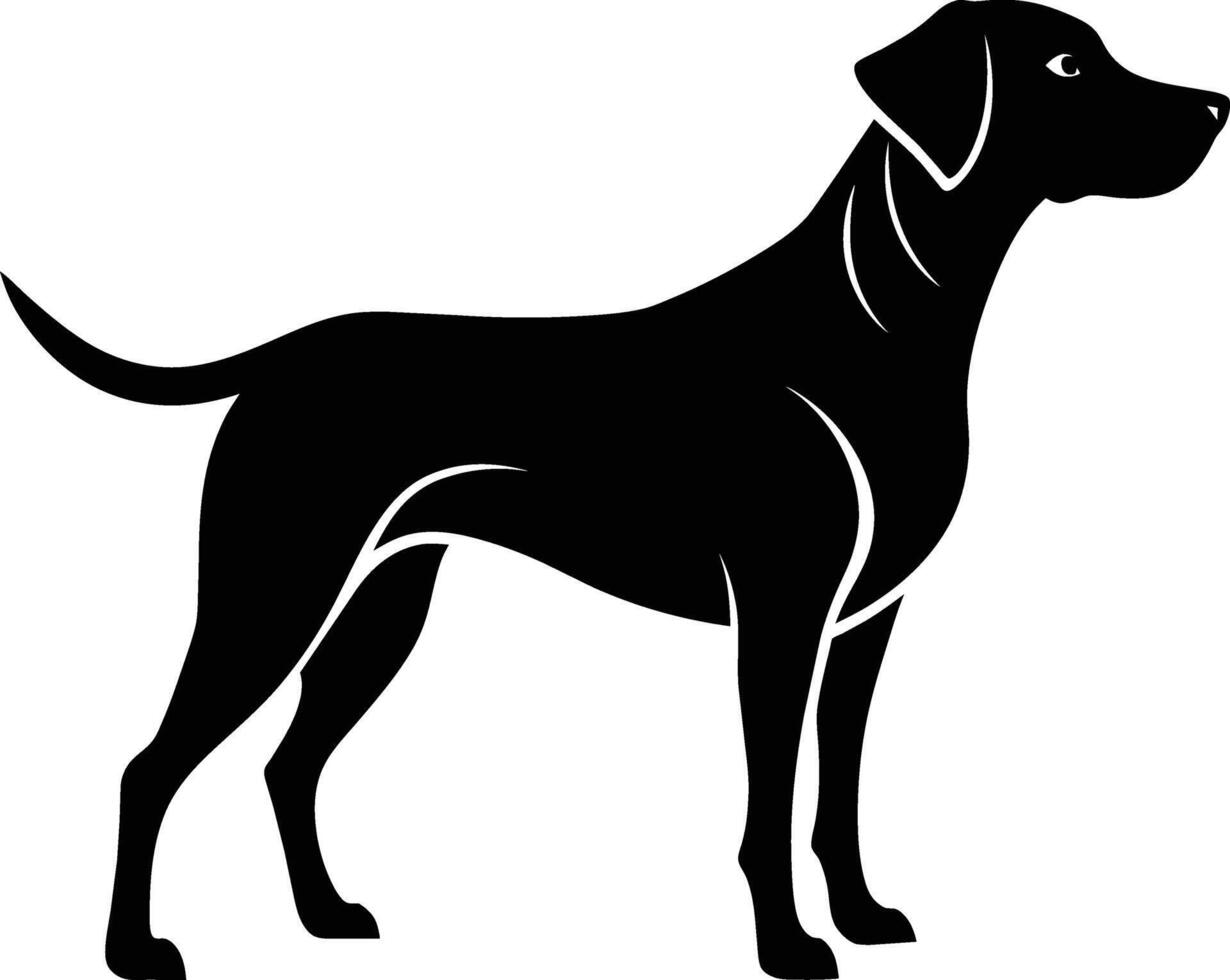 zwart en wit silhouet van een jacht- hond staand vector