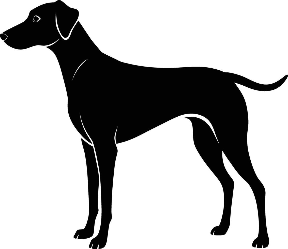 zwart en wit silhouet van een jacht- hond staand vector