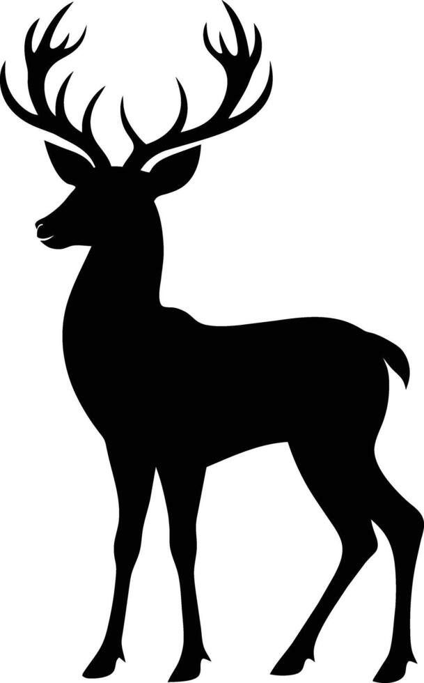 een zwart silhouet van een whitetail hert staand Aan een wit achtergrond vector