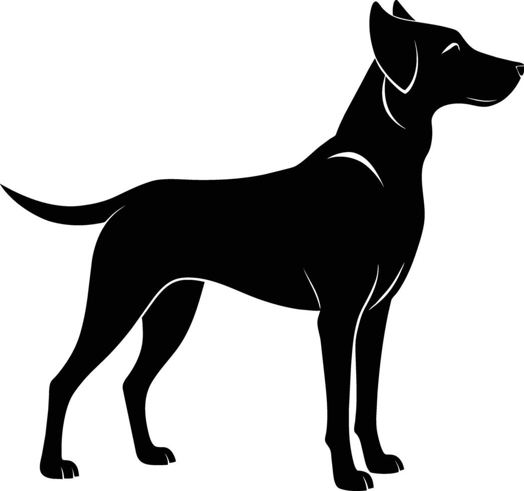 zwart en wit silhouet van een jacht- hond staand vector