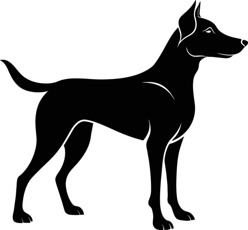 zwart en wit silhouet van een jacht- hond staand vector