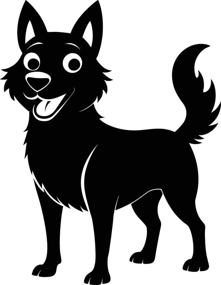 zwart en wit silhouet van een gelukkig hond vector