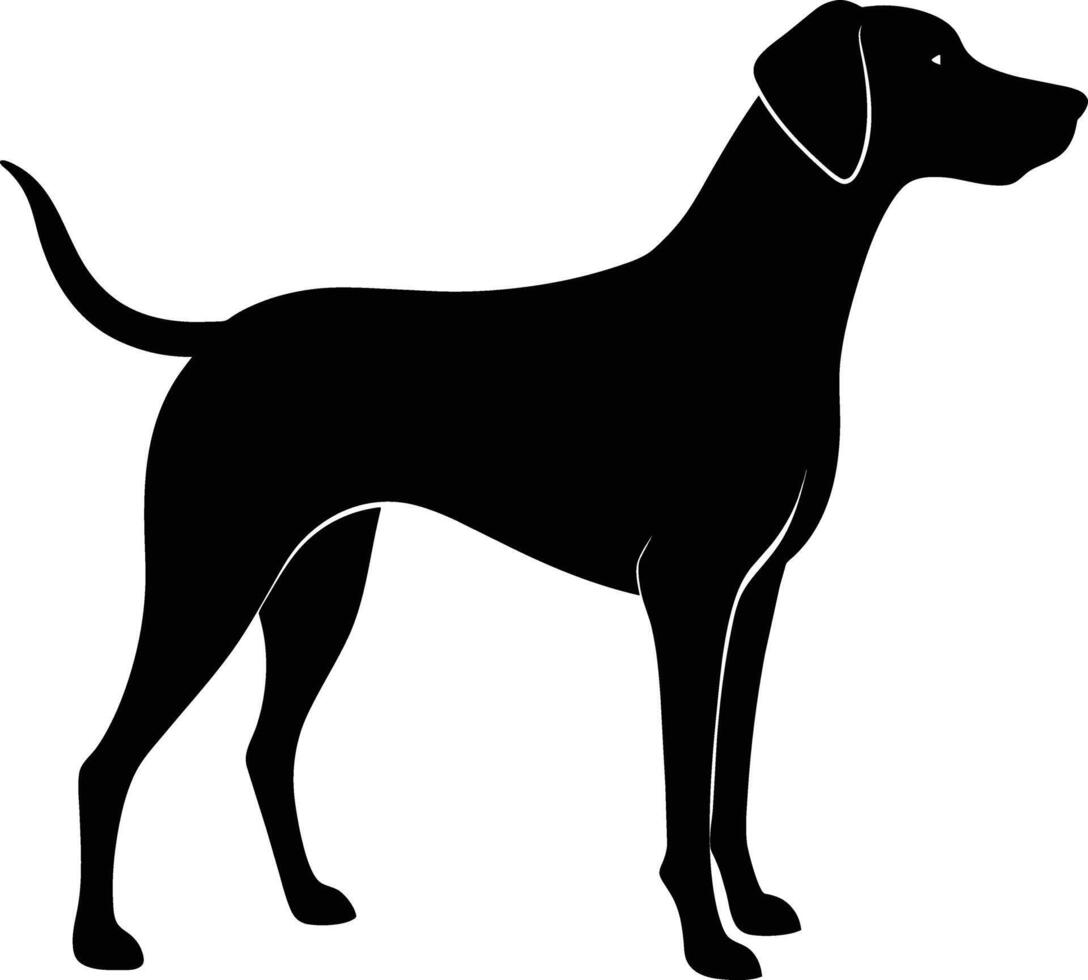 zwart en wit silhouet van een jacht- hond staand vector