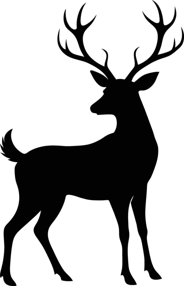 een zwart silhouet van een whitetail hert staand Aan een wit achtergrond vector