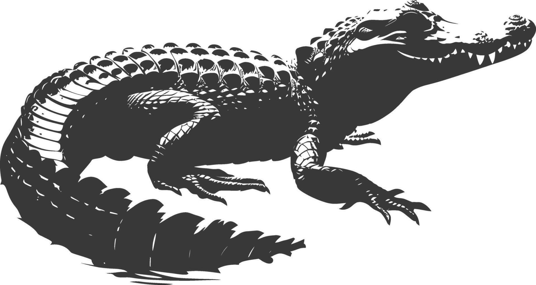 silhouet alligator dier zwart kleur enkel en alleen vol lichaam vector