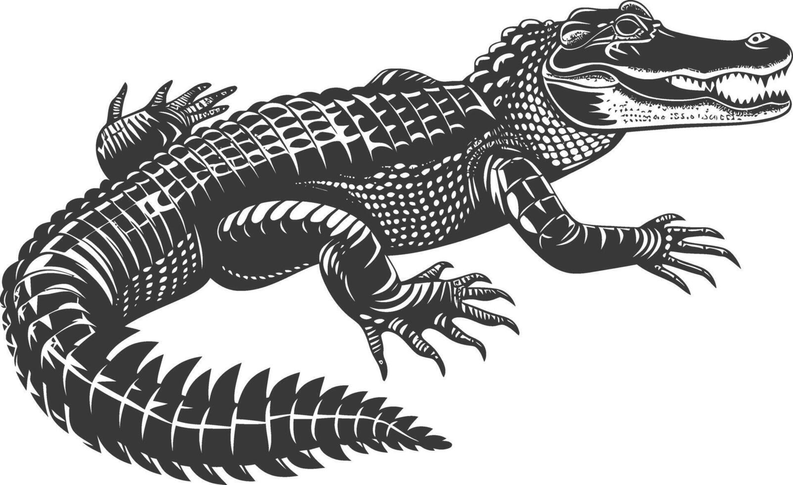 silhouet alligator dier zwart kleur enkel en alleen vol lichaam vector