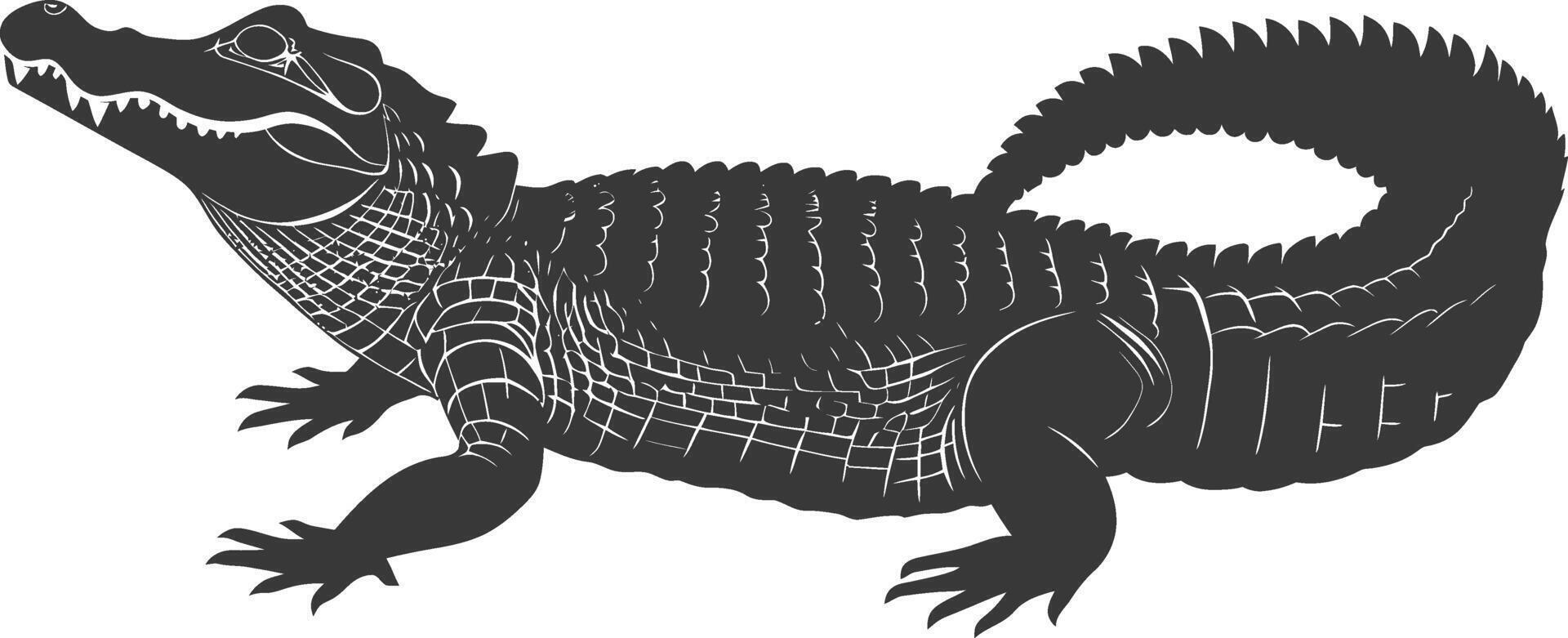 silhouet alligator dier zwart kleur enkel en alleen vol lichaam vector