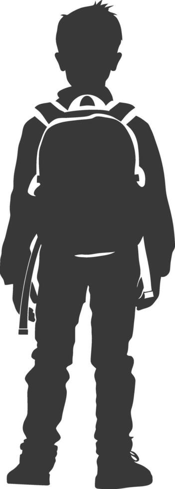 silhouet terug naar school- jongen leerling zwart kleur enkel en alleen vector