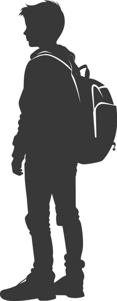 silhouet terug naar school- jongen leerling zwart kleur enkel en alleen vector