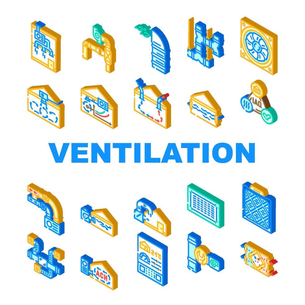 lucht ventilatie verkoudheid wind warmte pictogrammen reeks vector