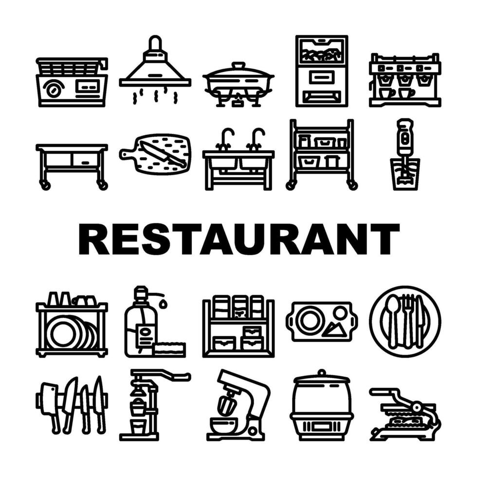 restaurant uitrusting keuken pictogrammen reeks vector