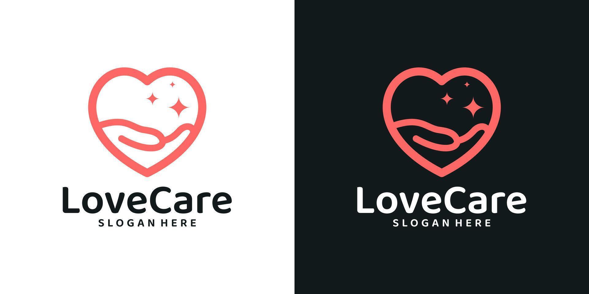 geven liefde logo ontwerp sjabloon. hart liefde logo met hand- grafisch ontwerp . symbool, icoon, creatief. vector