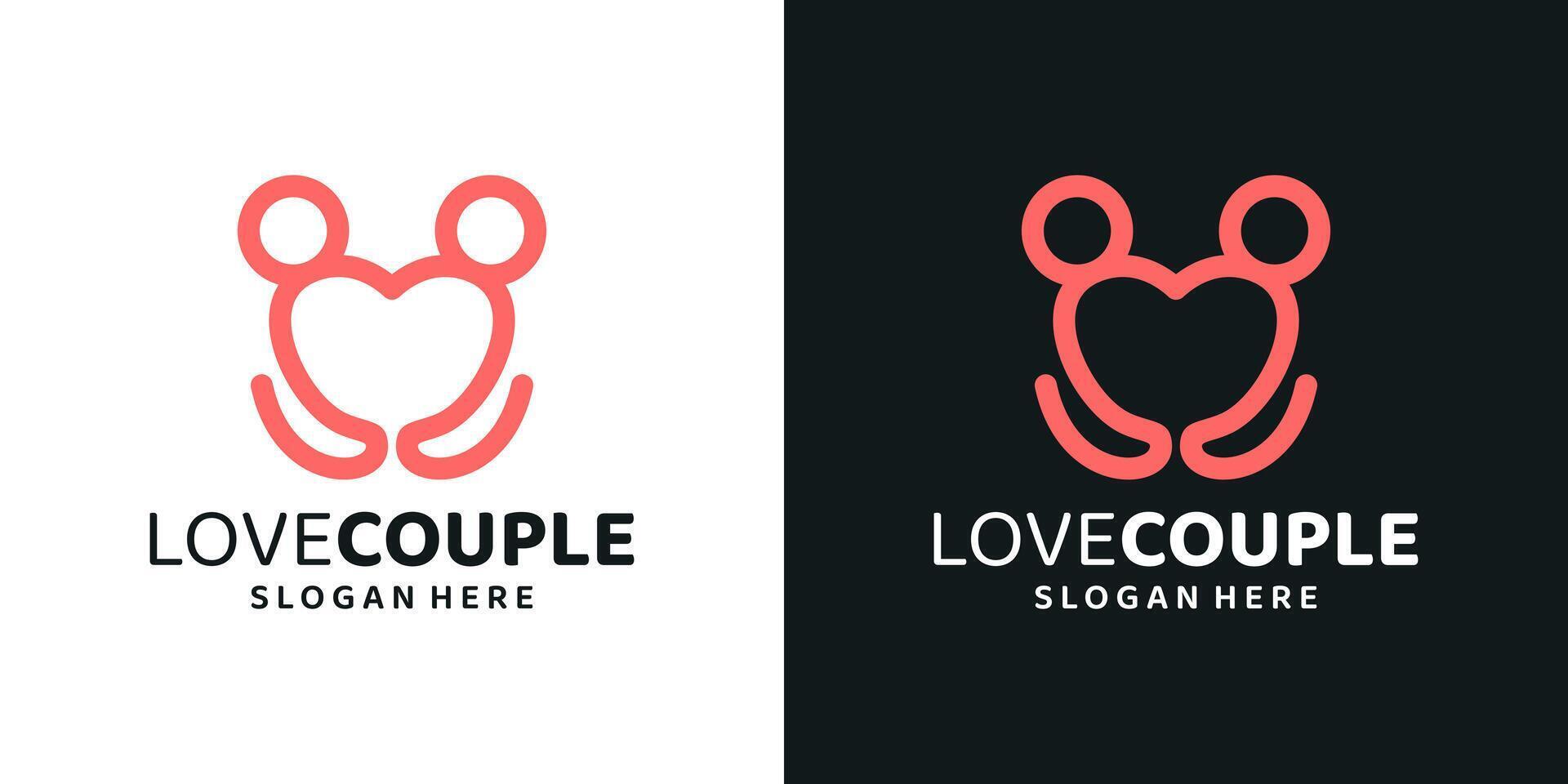 paar logo ontwerp sjabloon met liefde hart logo ontwerp grafisch . symbool romantisch dating valentijnskaarten, icoon, creatief. vector