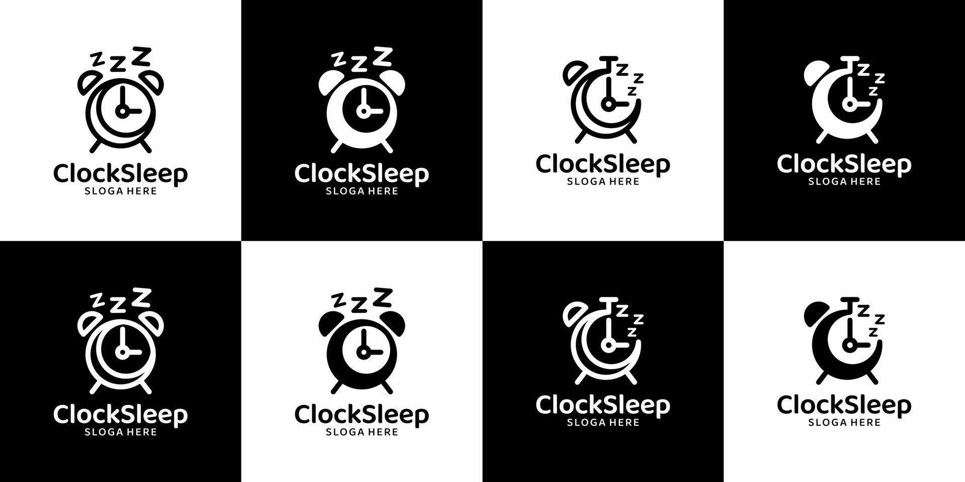 verzameling van slaap tijd logo ontwerp sjabloon. alarm klok met maan ontwerp grafisch illustratie. symbool, icoon, creatief. vector