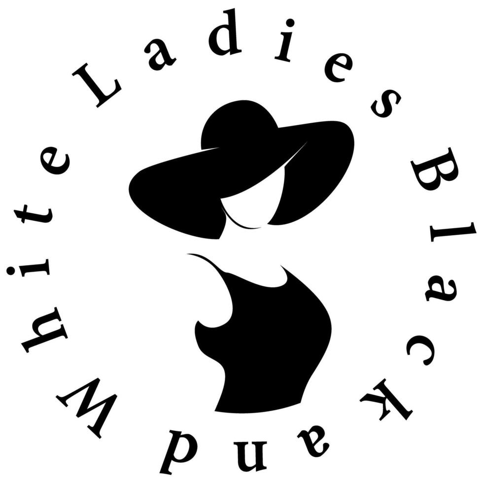 Dames in zwart en wit logo ontwerp kunst vector