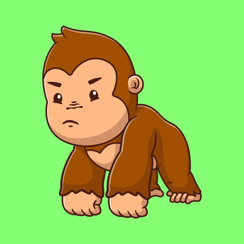 schattig gorilla tekenfilm pictogrammen illustratie. vlak tekenfilm concept. geschikt voor ieder creatief project. vector