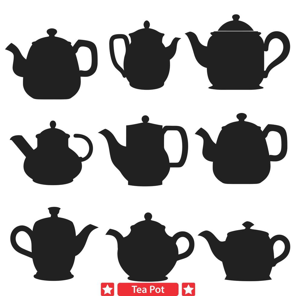 artistiek thee pot verzameling ambacht uw perfect ontwerpen vector