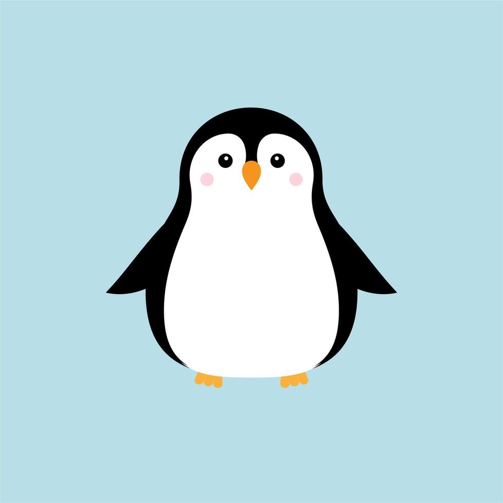 hand- getrokken vlak baby pinguïn vector