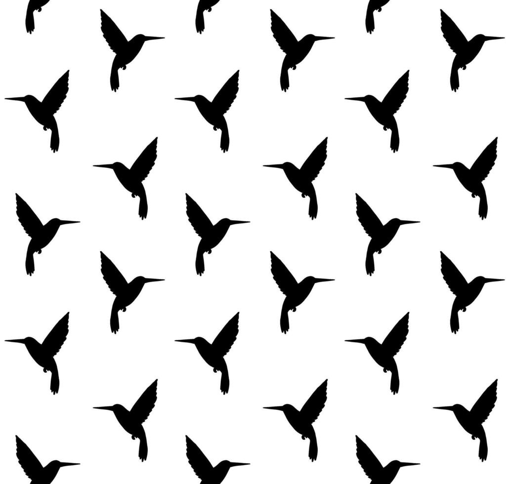 naadloos patroon van hand- getrokken kolibrie silhouet vector