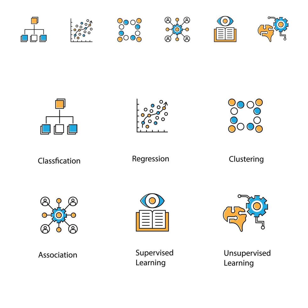 ai en gegevens analyse machine aan het leren icoon ontwerp vector