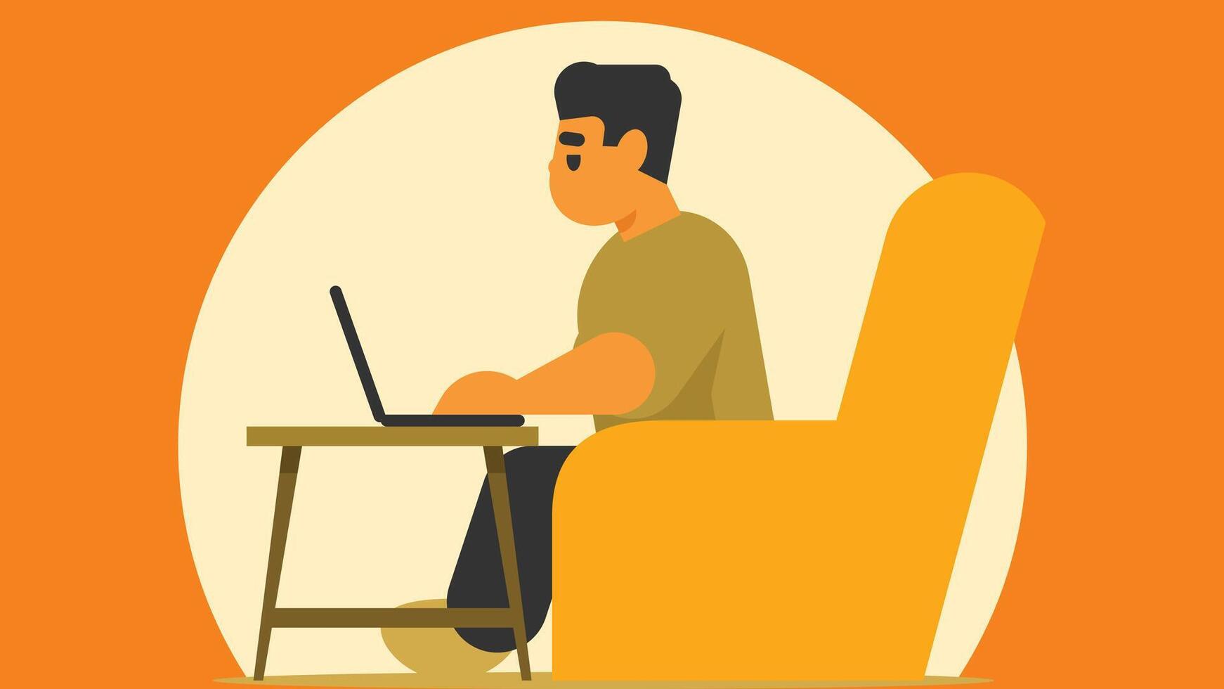 persoon werken Aan een laptop in kantoor illustratie vector