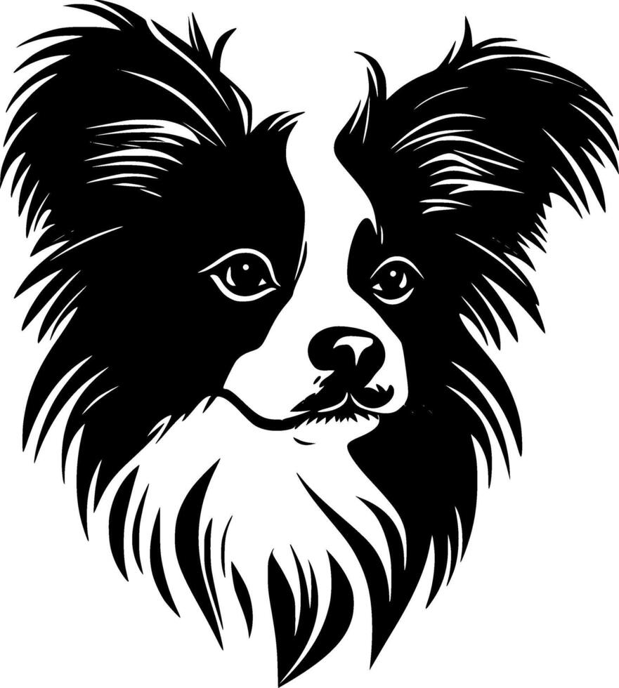 papillon hond - zwart en wit geïsoleerd icoon - illustratie vector