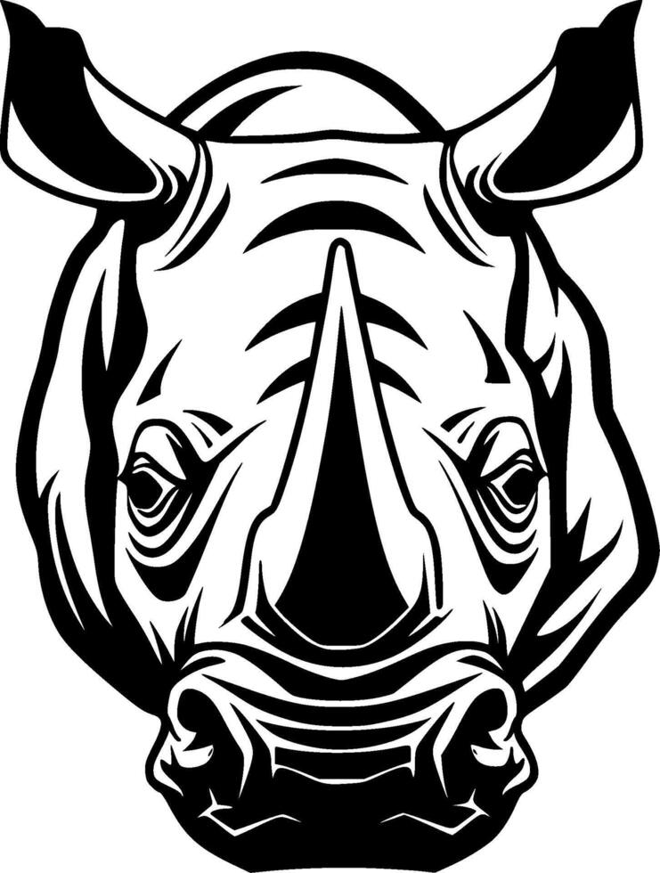 neushoorn - zwart en wit geïsoleerd icoon - illustratie vector